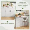 A collage showing a kitchen island with a marble design, presented in two different views. Voir les images du produit