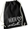 Huuraa Turnbeutel Hürth verliebt 12 Liter Black Baumwolle Produktbild-Vorschau 1