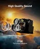 A projector component is shown with sound waves emanating from it, set against a dramatic sky background with a bright sun. Produktbild-Vorschau