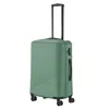 A green suitcase with a telescopic handle and wheels, shown against a white background. Produktbild-Vorschau