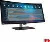 A curved computer monitor displaying charts and graphs, placed on a stand against a white background. Produktbild-Vorschau