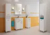 A modern bathroom vanity with storage cabinets and a sink. Voir les images du produit