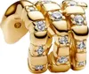 A close-up studio shot of a gold charm with clear stones. Produktbild-Vorschau