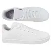 A top-down and side view of a pair of white Adidas Advantage sneakers with pink accents. Podgląd zdjęcia produktu