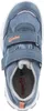 A top-down view of a blue child's shoe with orange accents and velcro straps. Produktbild-Vorschau