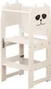 A white wooden learning tower with a panda face design. Anteprima dell’immagine prodotto