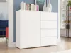 A white sideboard with drawers and a door is shown in a room with blue walls and wooden floors. Náhľad obrázku produktu