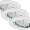 Three white LED recessed spotlights are arranged in a staggered row against a white background. Produktbild-Vorschau