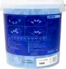 A bucket of blue tile leveling clips with instructional diagrams on the label. Produktbild-Vorschau