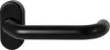A black door handle with an oval rosette, shown against a white background. Produktbild-Vorschau