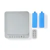 A mobile air cooler with two ice packs and a remote control, displayed on a white background. Produktbild-Vorschau