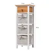 A white wooden chest of drawers with a wooden top and three woven baskets with fabric liners. Podgląd zdjęcia produktu