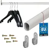 A collection of items for a clothes rail, including a rail, hangers, screws, and brackets. Anteprima dell’immagine prodotto