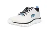 A white athletic shoe with black laces and blue accents. Anteprima dell’immagine prodotto