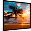 MuchoWow® Gerahmtes Poster Palme - Sonnenuntergang - Produktbild-Vorschau 1
