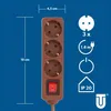 UNITEC TSD 3fach mit Schalter 1,4m, braun Produktbild-Vorschau 2