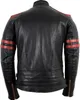 Retro Motorrad Lederjacke 80´s oldschool in schwarz / rot Produktbild-Vorschau 3
