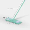 A mint-colored flat mop with a chenille cover is shown against a white background, with dimensions indicated by lines and text. Produktbild-Vorschau