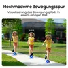 Three children running on a path with timestamps and location markers overlaid. Produktbild-Vorschau