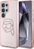 A pink phone case with a Karl Lagerfeld K head design made of rhinestones is shown next to a smartphone. Produktbild-Vorschau
