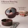 A hand is holding a pot with a built-in pour spout, demonstrating efficient pouring into a bowl. The pot contains eggs. Anteprima dell’immagine prodotto