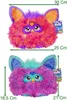 Two Furby plush toys are shown, one above the other, with dimensions indicated. Voir les images du produit