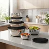 6er Edelstahl Rührschüssel Set mit Deckeln, 16-30 cm, Produktbild-Vorschau 3