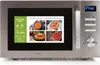 A Domo microwave oven with a screen displaying food images and feature highlights. Náhled obrázku produktu