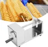 A collage showing a potato spiralizer machine and spiral-cut potatoes on skewers. Náhled obrázku produktu