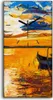Wohnzimmer-Bild Leinwand Uhr Geräuschlos 30x60 Wasser Boot Produktbild-Vorschau 1
