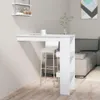 A white bar table is shown against a light gray wall, with a bar stool tucked underneath. A sofa and a piece of abstract art are visible in the background. Náhľad obrázku produktu