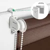 Close-up view of a roller blind mechanism and fabric, showing mounting details and dimensions. Produktbild-Vorschau