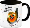 Guten Morgen Kaffeebecher Henkel und Innenseite Schwarz mit Produktbild-Vorschau 1