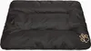 A black dog bed with a paw print logo in the corner, shown flat on a white background. Podgląd zdjęcia produktu