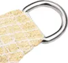 A close-up view of a corner of a beige sun sail with a metal D-ring attachment. Produktbild-Vorschau