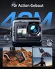 A collage of images showcasing an action camera and people using it in various outdoor activities. Produktbild-Vorschau