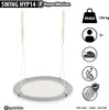 A product image of a hanging swing with accompanying informational icons and text. Produktbild-Vorschau