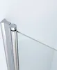 A close-up of a shower door hinge and glass panel against a white background. Produktbild-Vorschau