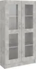 A gray, two-door cabinet with glass panels and shelves. Anteprima dell’immagine prodotto