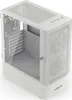 A white computer case with a glass side panel, shown from a three-quarter angle. Podgląd zdjęcia produktu