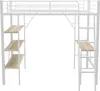 A white metal loft bed with shelves and a desk, shown against a white background. Anteprima dell’immagine prodotto