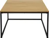A rectangular wooden coffee table with a black metal frame, shown from the front. Voir les images du produit
