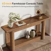 A wooden console table with two shelves, decorated with vases and a book. Podgląd zdjęcia produktu