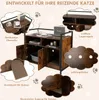 A multi-functional cat furniture piece, presented with callouts highlighting its features. Produktbild-Vorschau