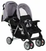 vidaXL Tandem-Kinderwagen Stahl Grau und Schwarz Produktbild-Vorschau 2