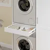 SoBuy Waschmaschinen-Schrank BZR231-W: Geöffnete Schublade mit Handtüchern und Pflegeprodukten Anteprima dell’immagine prodotto