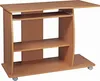 A light brown wooden computer desk with a pull-out keyboard tray and shelves, shown against a white background. Anteprima dell’immagine prodotto