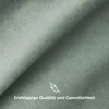 A close-up view of a textured green fabric, likely a bedsheet or textile, with a small leaf icon and text overlay. Produktbild-Vorschau