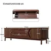 A diagram showing the dimensions of a TV stand. Voir les images du produit