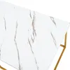 A close-up view of a marble-patterned tabletop with a gold-colored metal frame. Náhľad obrázku produktu